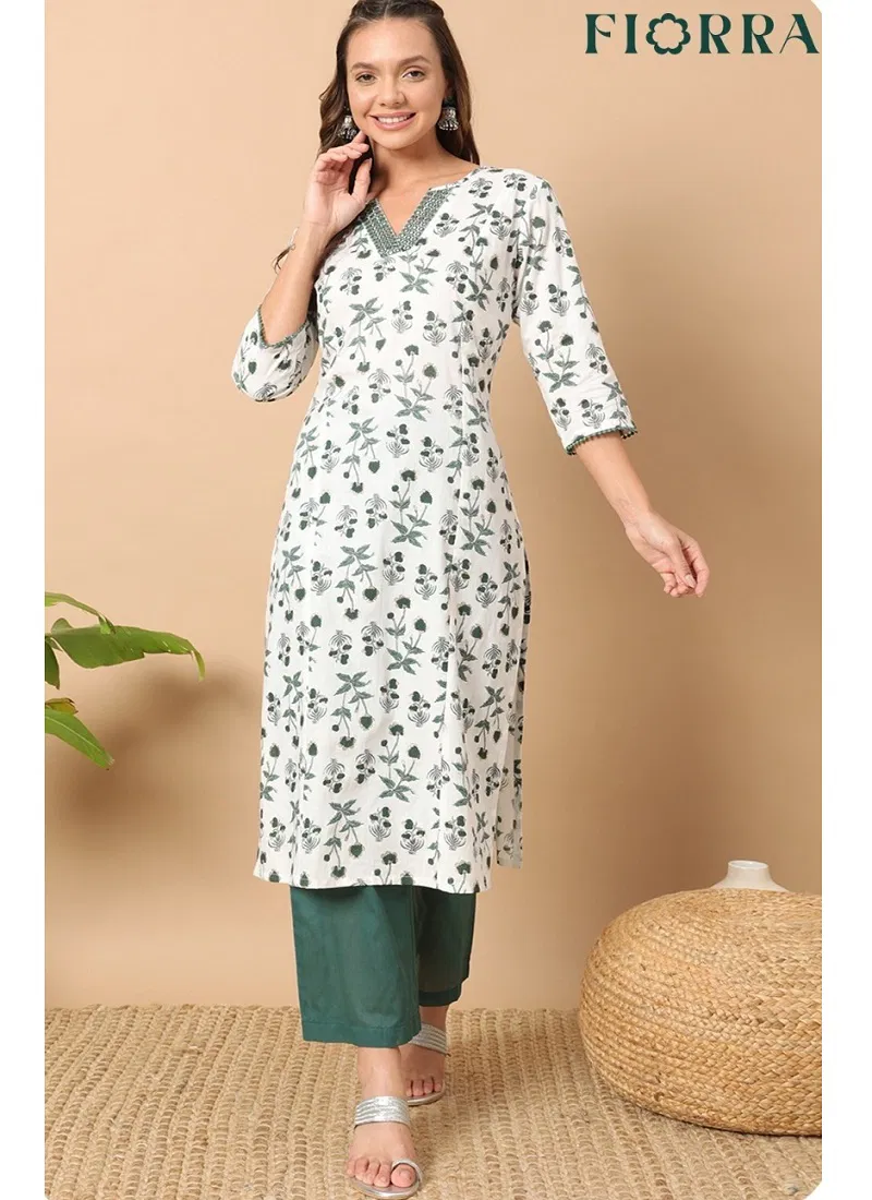 SET0139 Fiorra Designer Cotton Kurti With Bottom Suppliers In India